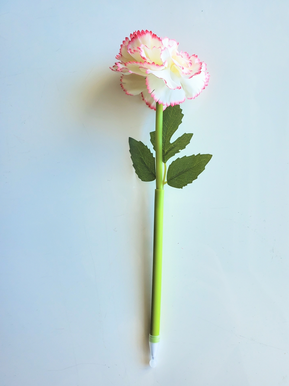 Pink-Edged White Carnation Floral Pen